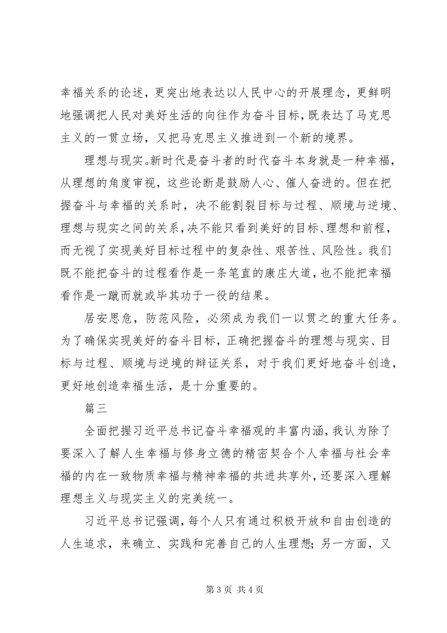 2023年学习“奋斗幸福观”研讨会讲话稿3篇.docx_第3页