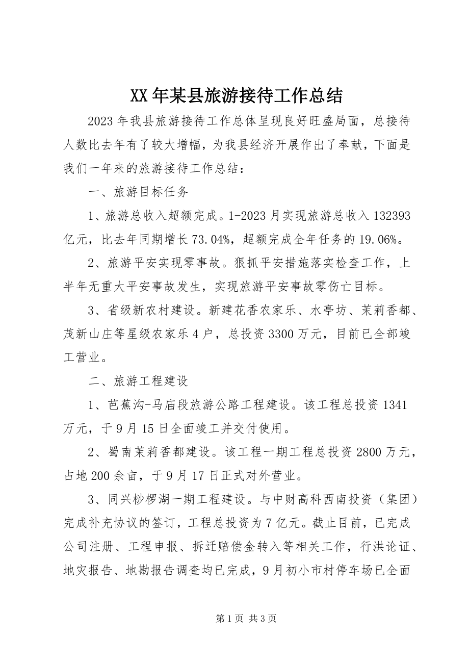 2023年某县旅游接待工作总结.docx_第1页