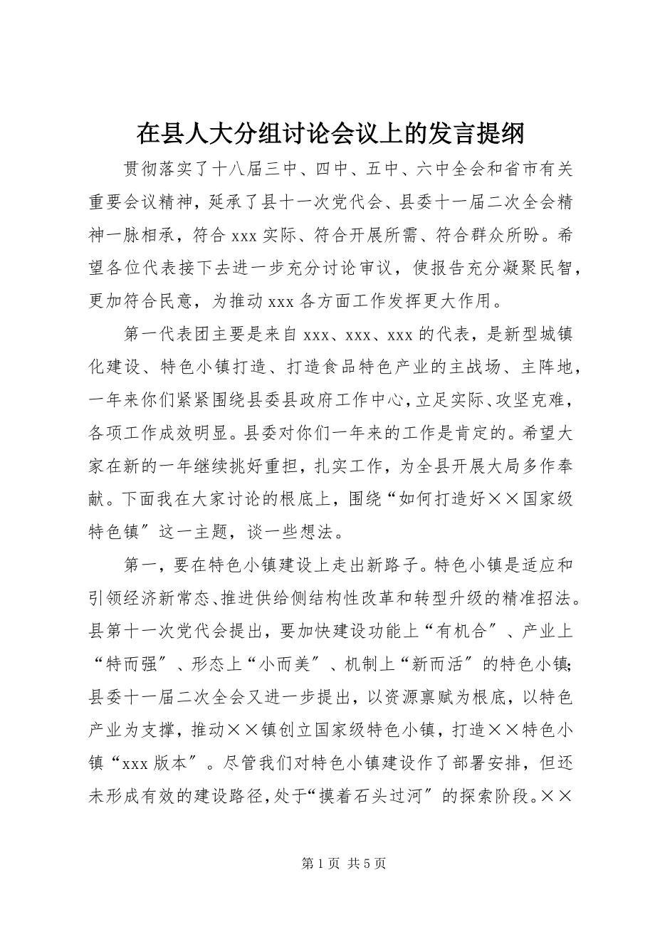 2023年在县人大分组讨论会议上的讲话提纲.docx_第1页