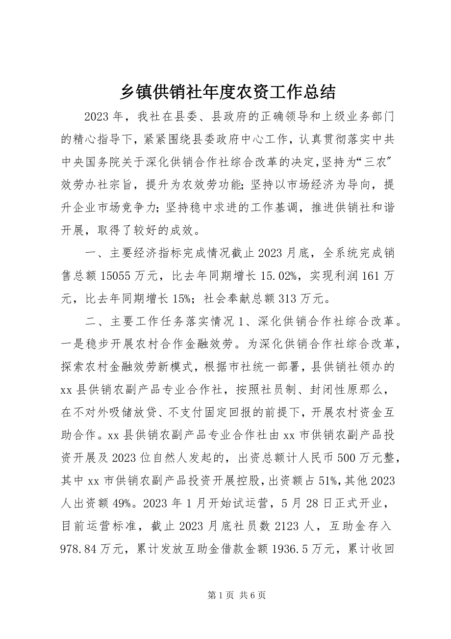 2023年乡镇供销社年度农资工作总结.docx_第1页