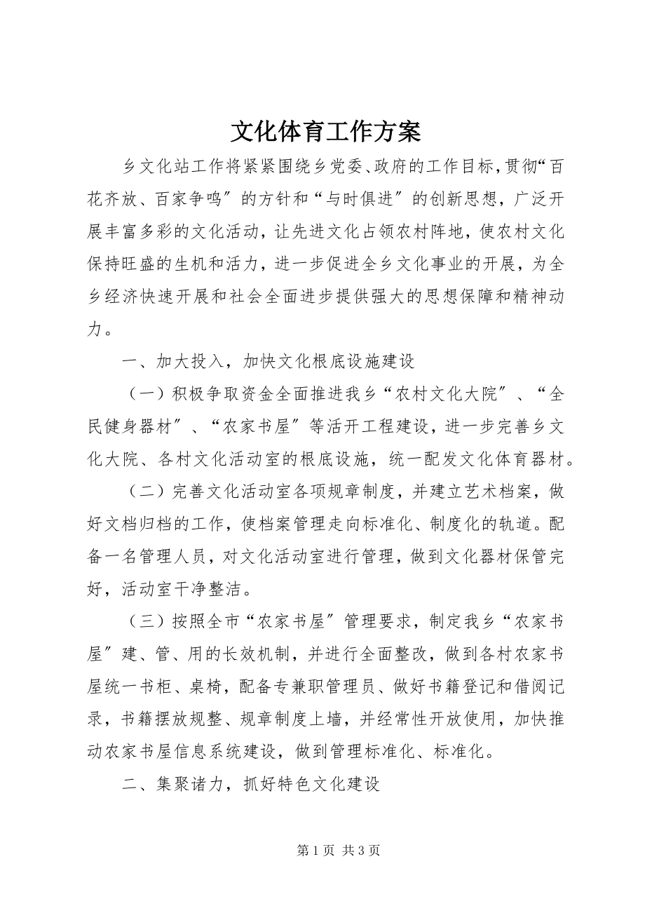 2023年文化体育工作计划.docx_第1页