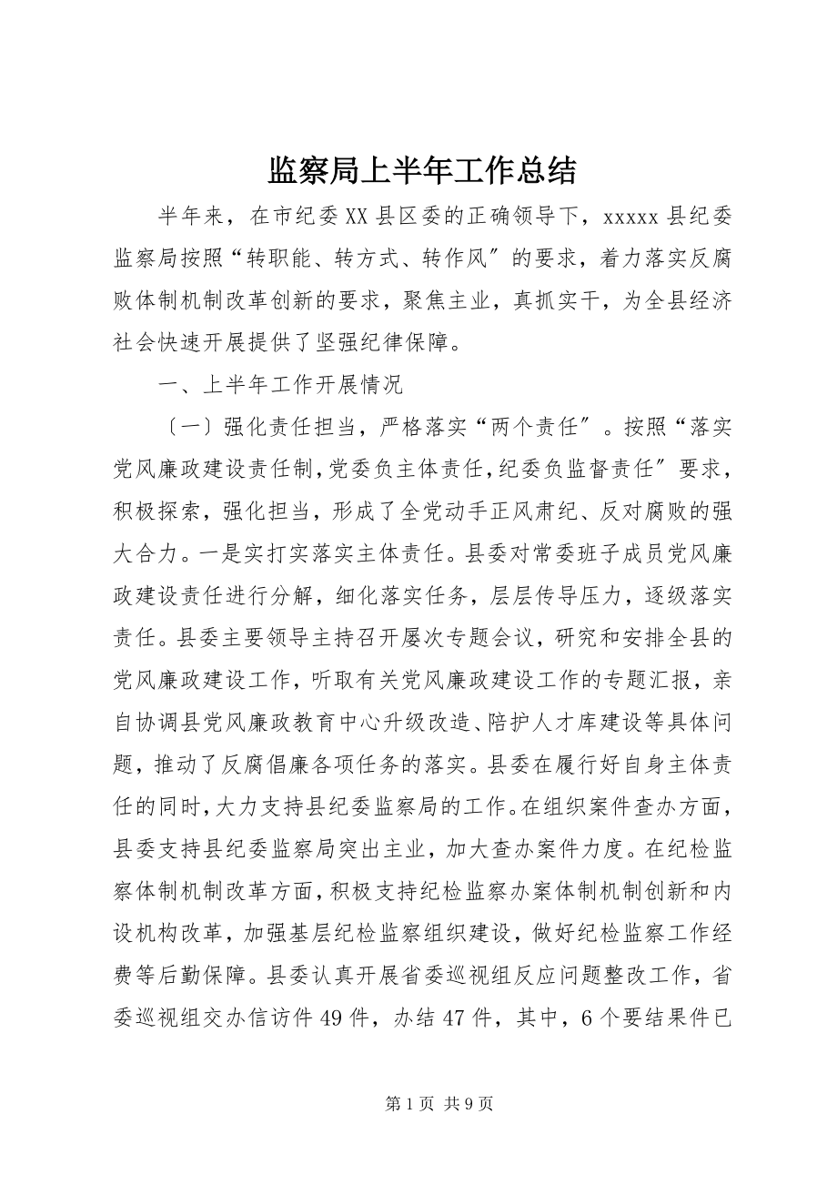 2023年监察局上半年工作总结.docx_第1页