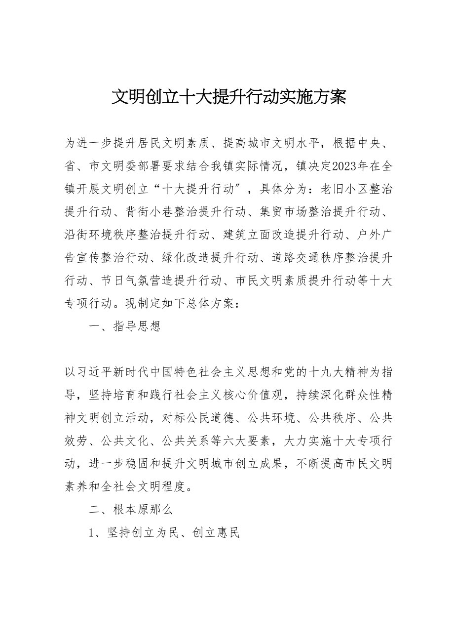 2023年文明创建十大提升行动实施方案.doc_第1页