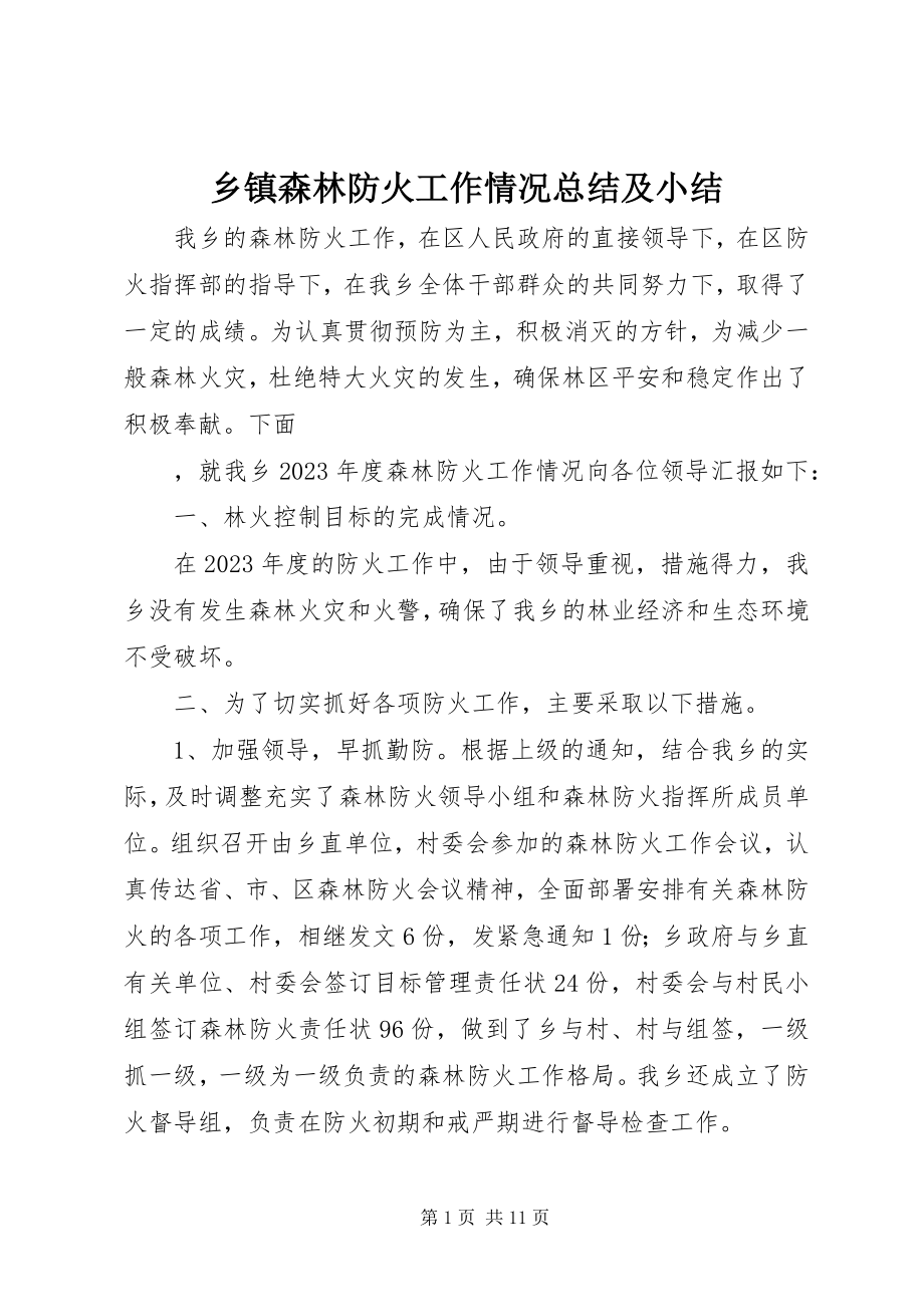 2023年乡镇森林防火工作情况总结及小结.docx_第1页