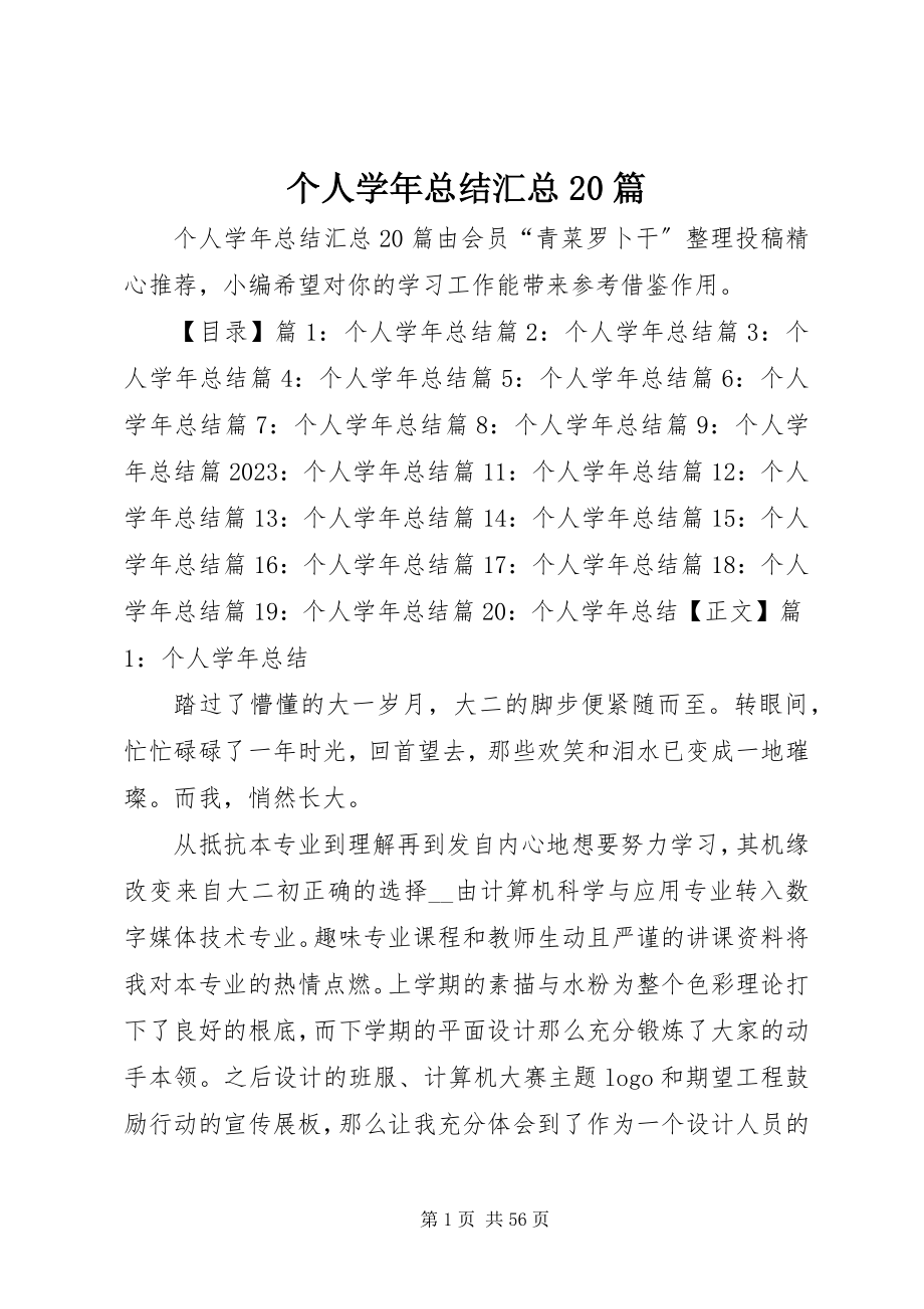 2023年个人学年总结汇总20篇.docx_第1页