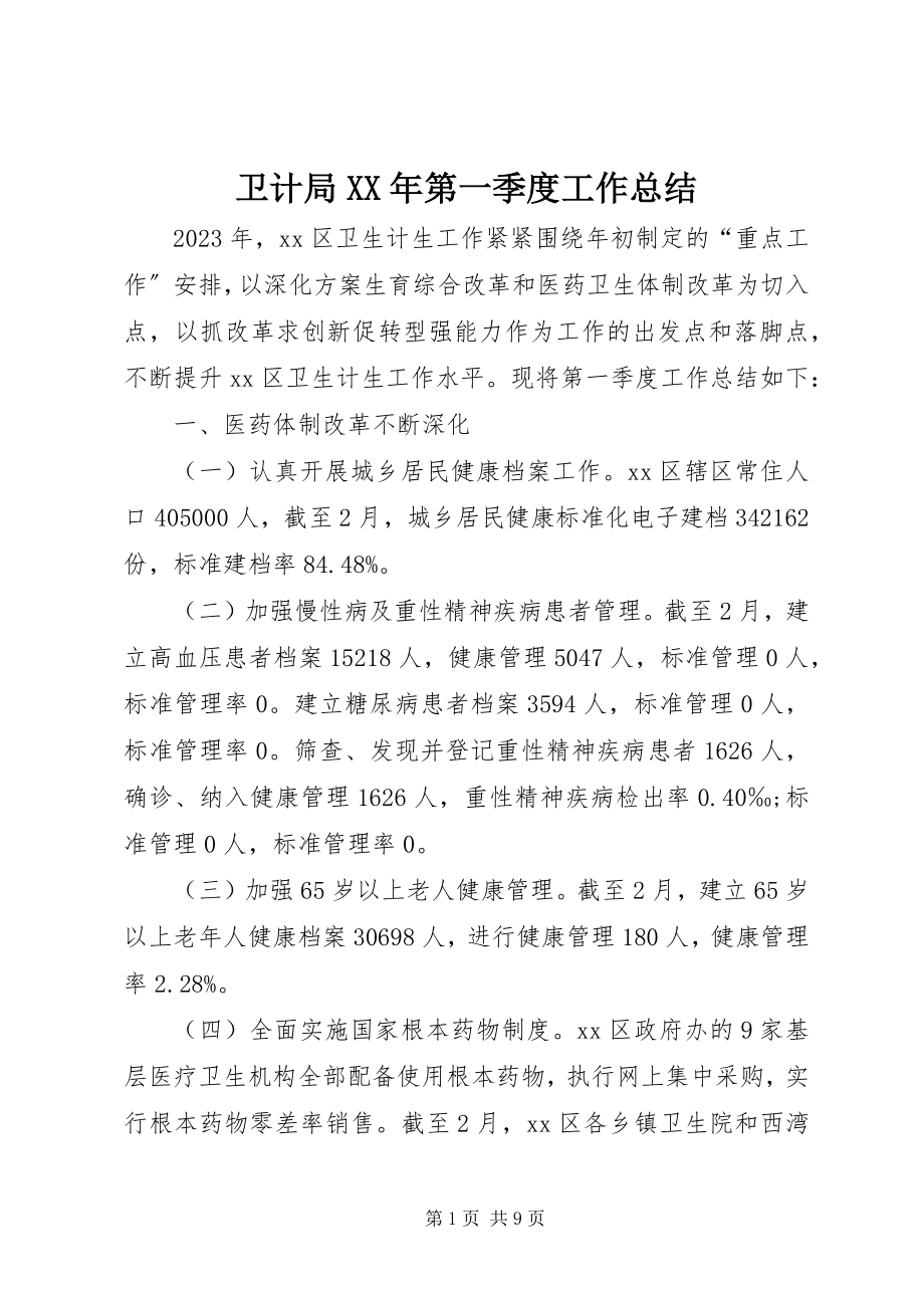 2023年卫计局第一季度工作总结.docx_第1页