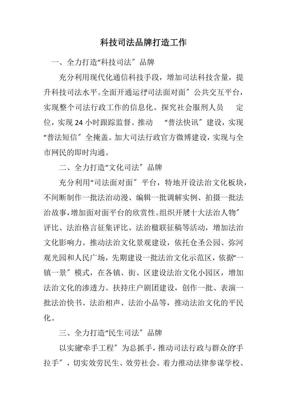 2023年科技司法品牌打造工作计划.docx_第1页