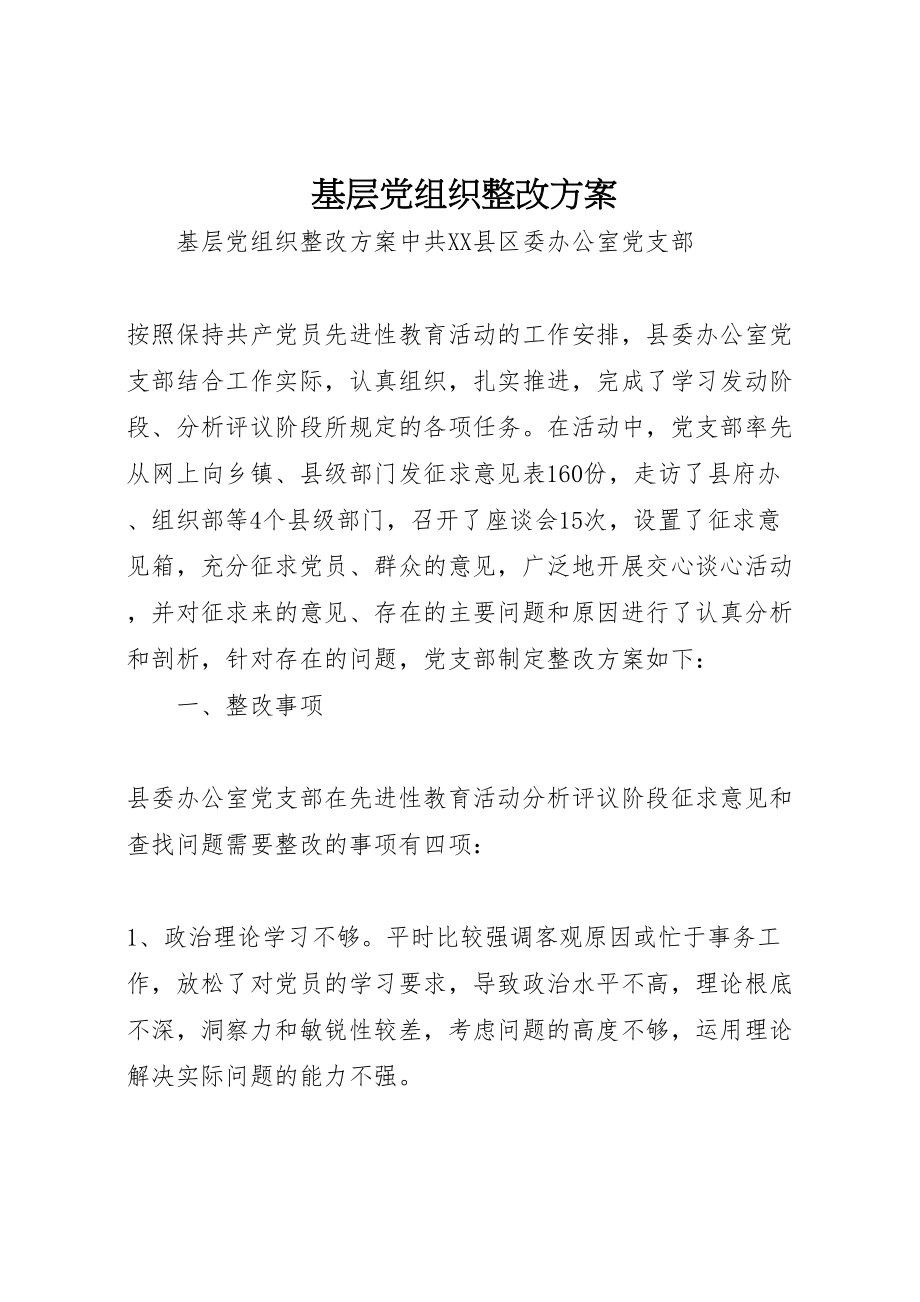 2023年基层党组织整改方案 2.doc_第1页