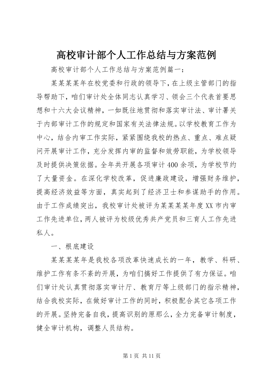 2023年高校审计部个人工作总结与计划范例.docx_第1页