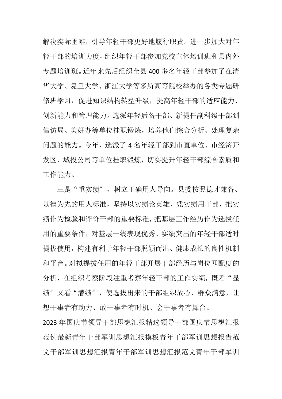 2023年党员思想汇报例文加强年轻干部队伍建设.doc_第2页