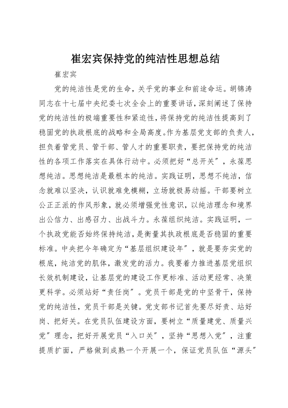 2023年崔宏宾保持党的纯洁性思想总结新编.docx_第1页