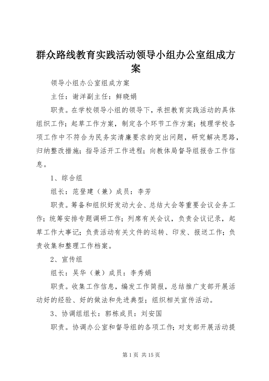 2023年群众路线教育实践活动领导小组办公室组成方案.docx_第1页