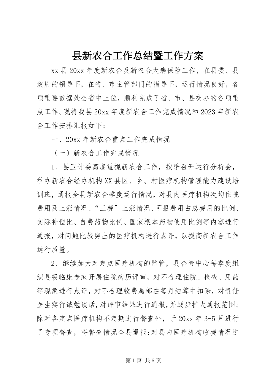 2023年县新农合工作总结暨工作计划.docx_第1页