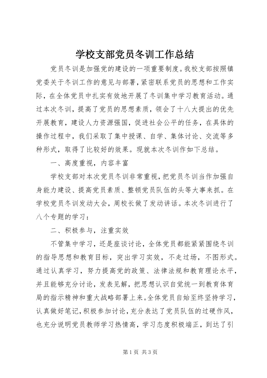 2023年学校支部党员冬训工作总结.docx_第1页