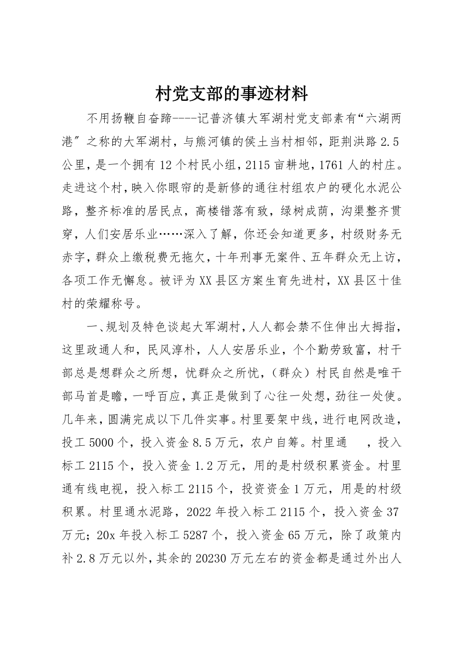 2023年村党支部的事迹材料新编.docx_第1页