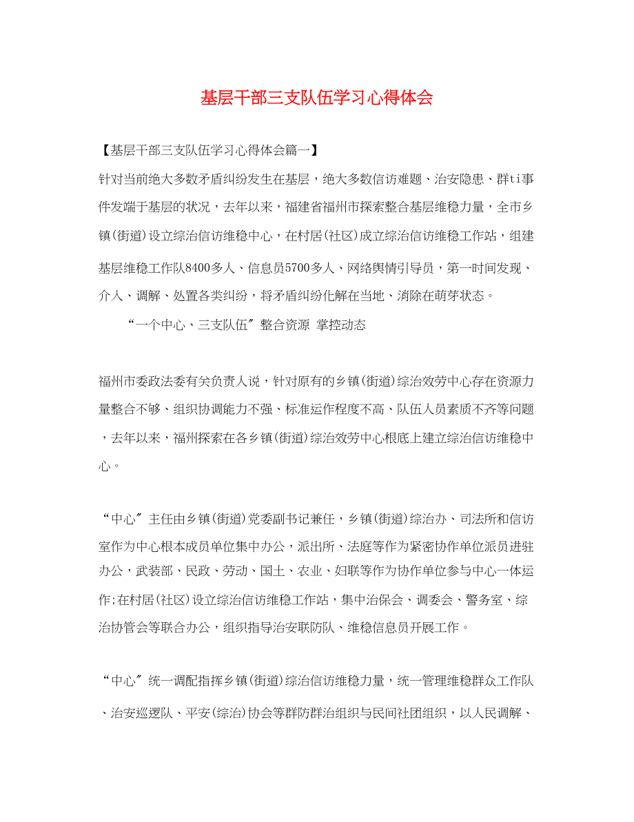 2023年基层干部三支队伍学习心得体会.docx_第1页