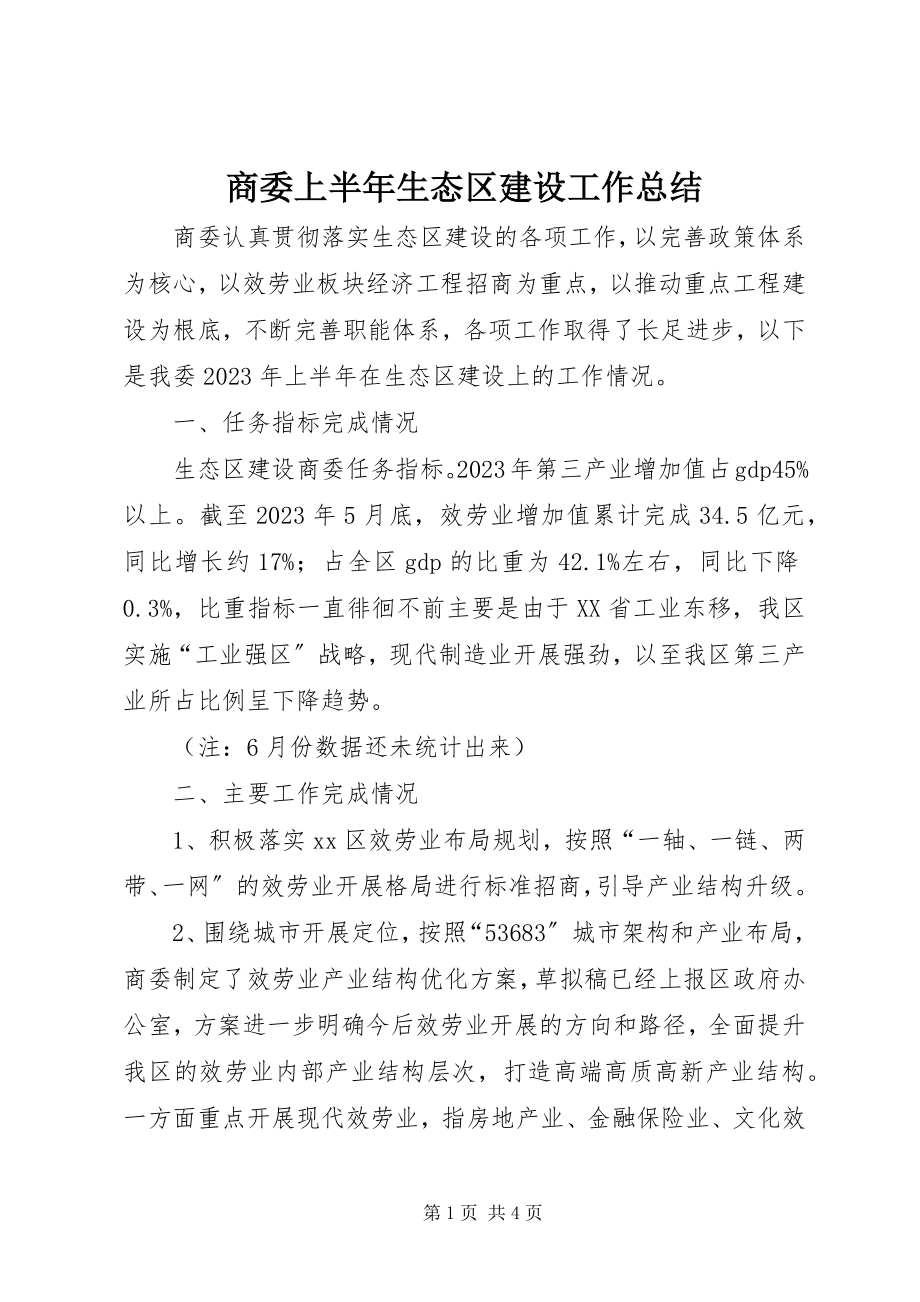 2023年商委上半年生态区建设工作总结.docx_第1页