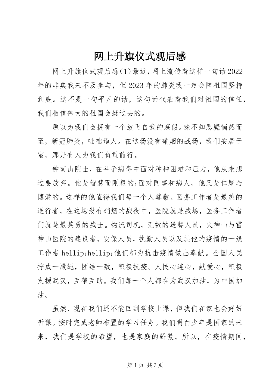 2023年网上升旗仪式观后感.docx_第1页