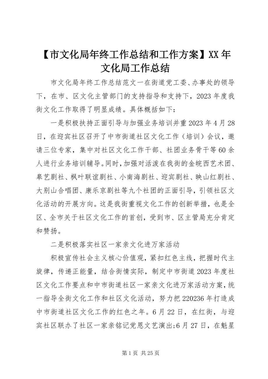 2023年市文化局年终工作总结和工作计划文化局工作总结新编.docx_第1页