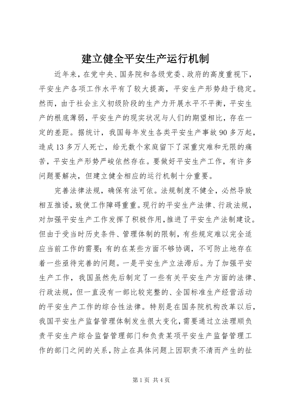 2023年建立健全安全生产运行机制.docx_第1页