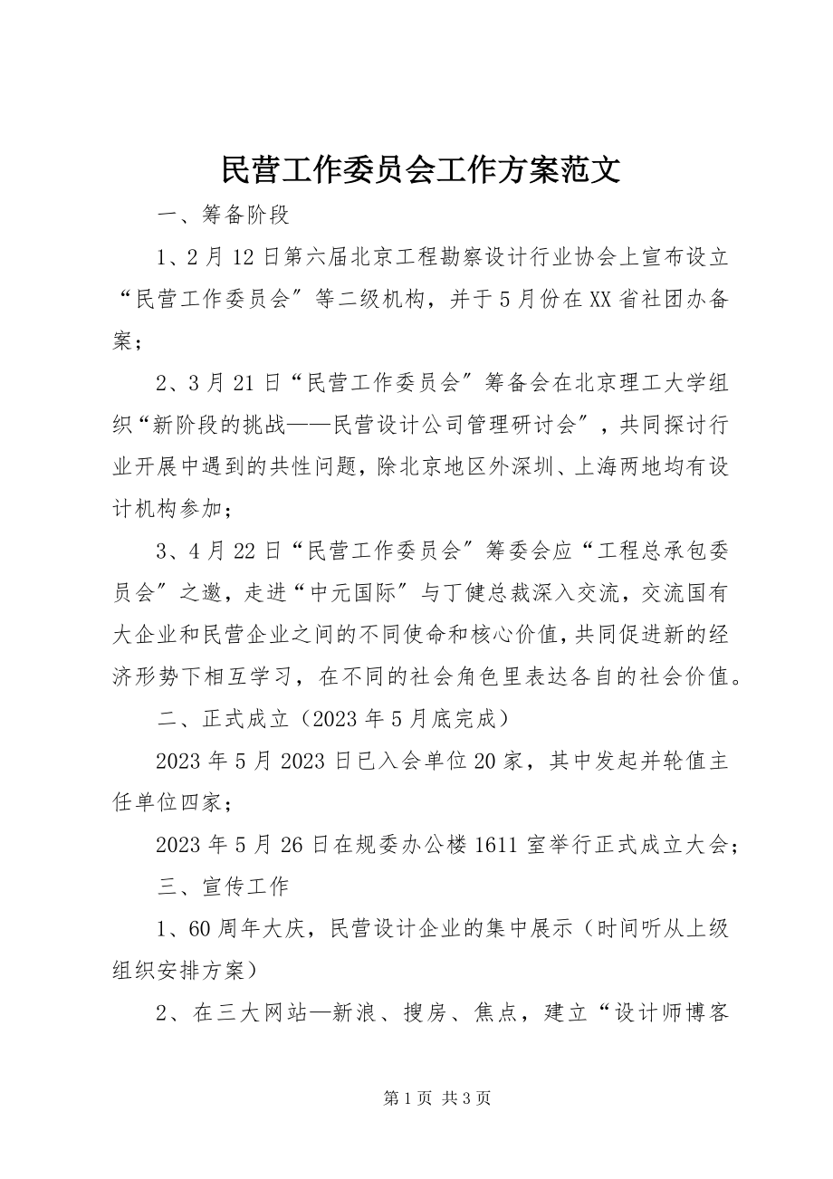 2023年民营工作委员会工作计划.docx_第1页