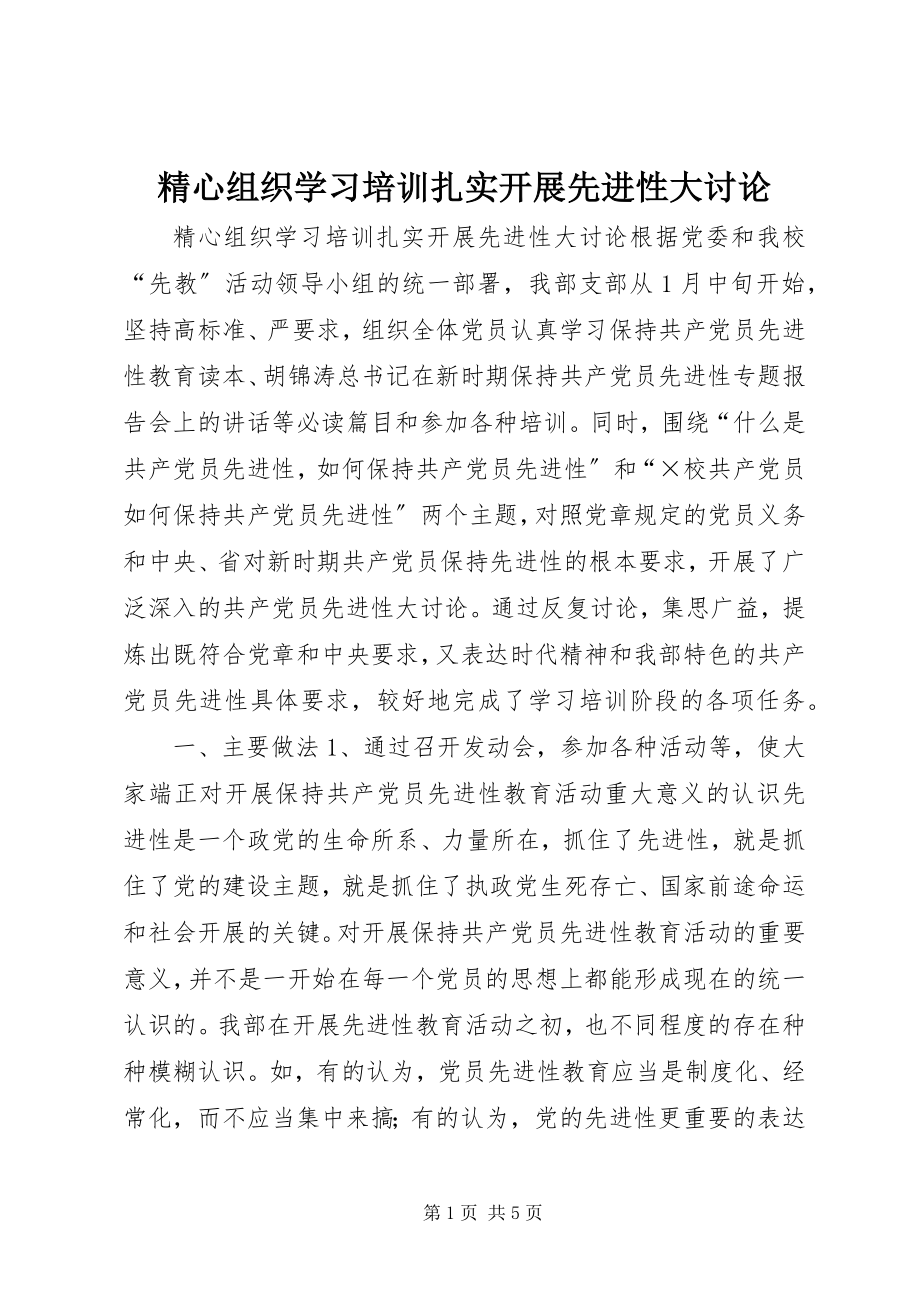 2023年精心组织学习培训扎实开展先进性大讨论.docx_第1页