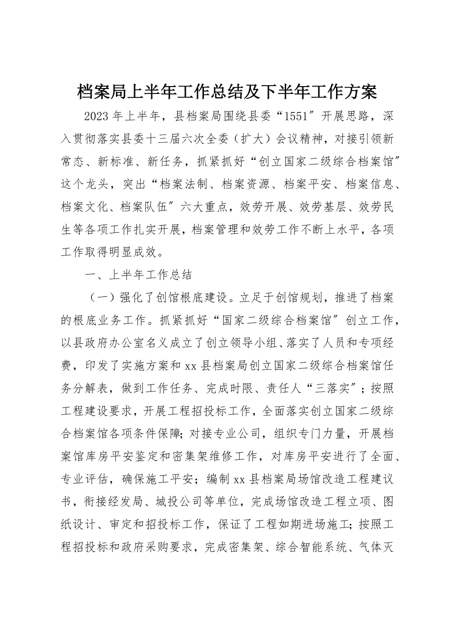 2023年档案局上半年工作总结及下半年工作计划新编.docx_第1页