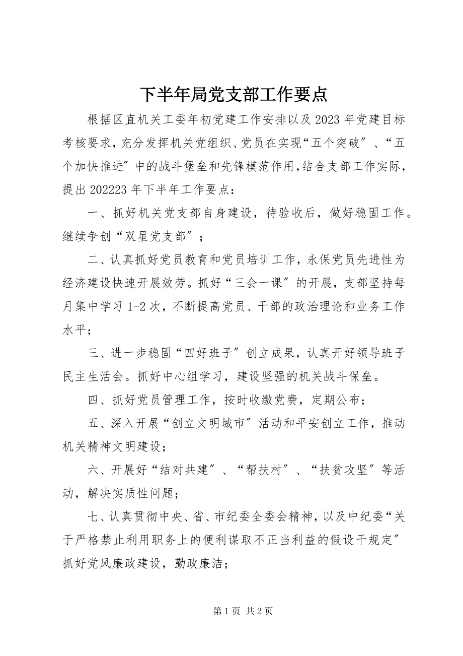 2023年下半年局党支部工作要点.docx_第1页