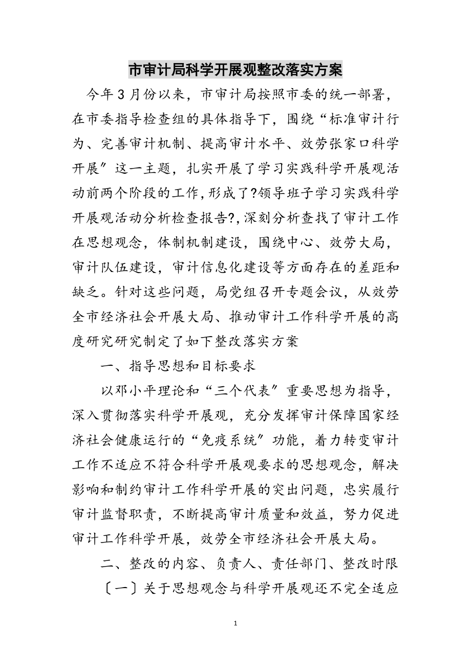 2023年市审计局科学发展观整改落实方案范文.doc_第1页