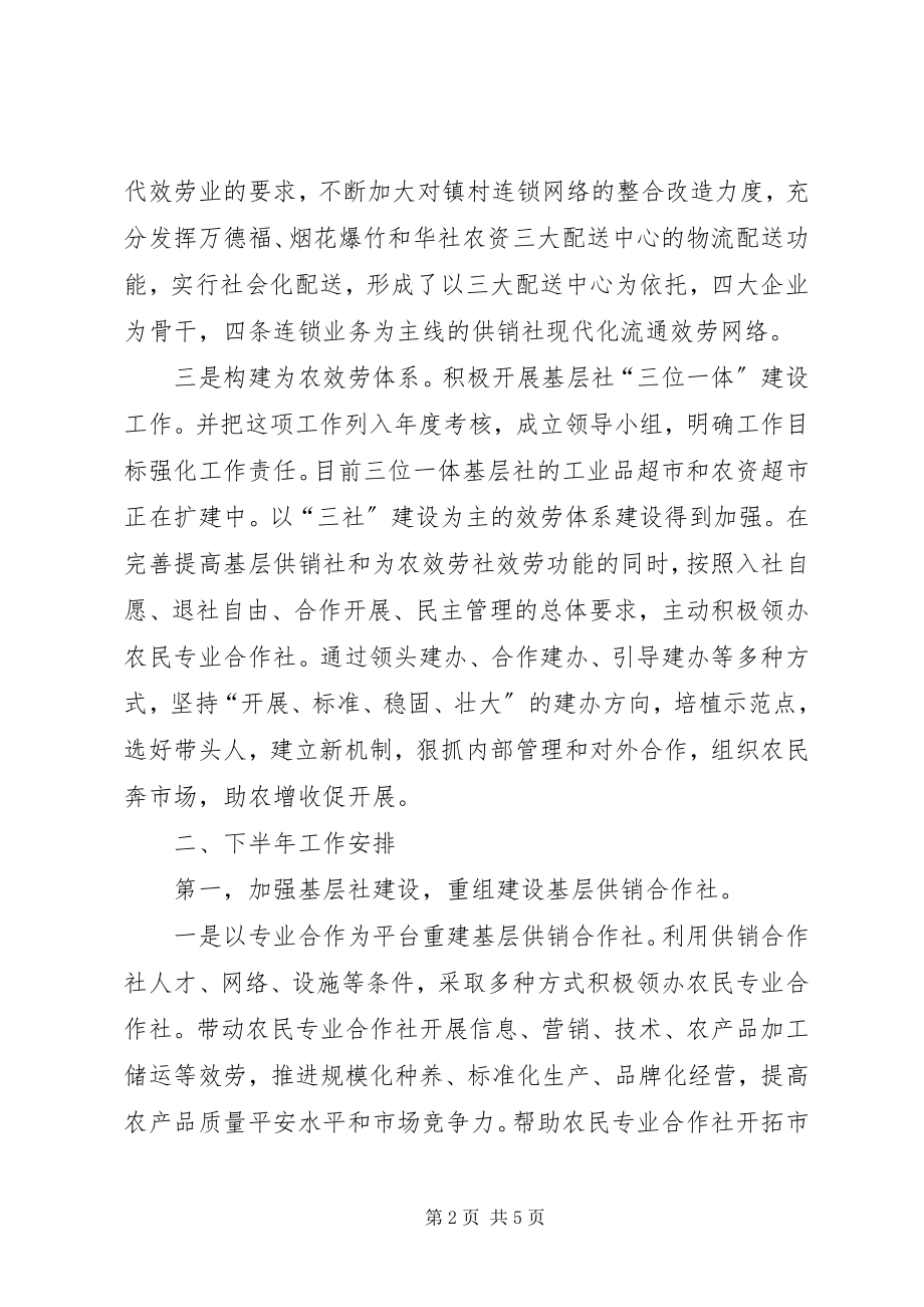 2023年供销总社的上半年工作总结及下半年工作安排.docx_第2页