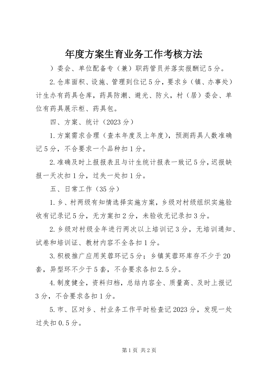 2023年计划生育业务工作考核办法.docx_第1页