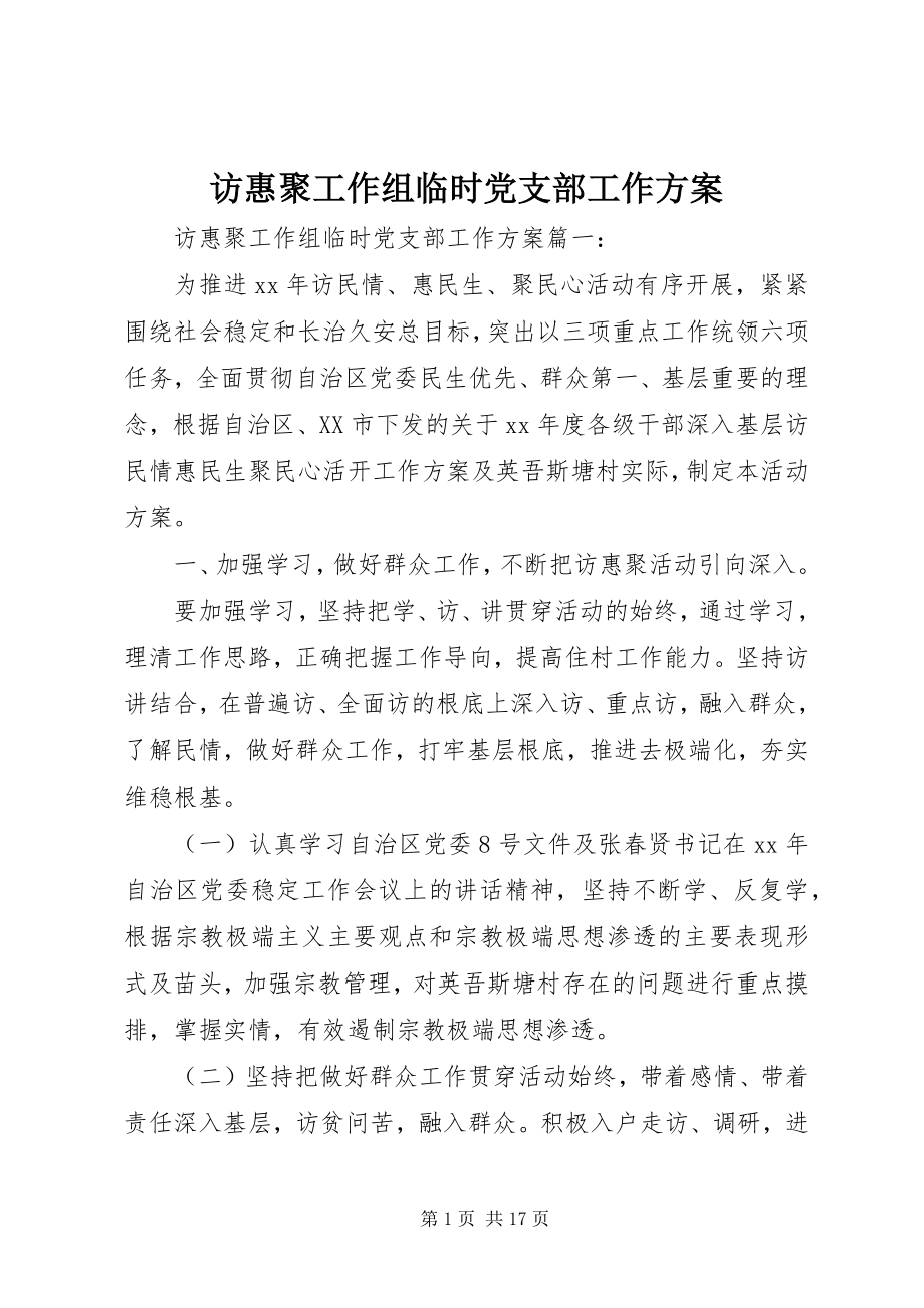 2023年访惠聚工作组临时党支部工作计划.docx_第1页