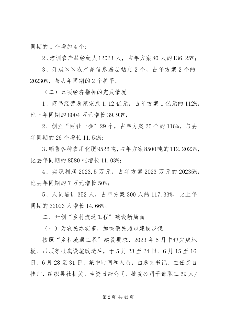 2023年供销社工作总结及某年工作意见.docx_第2页