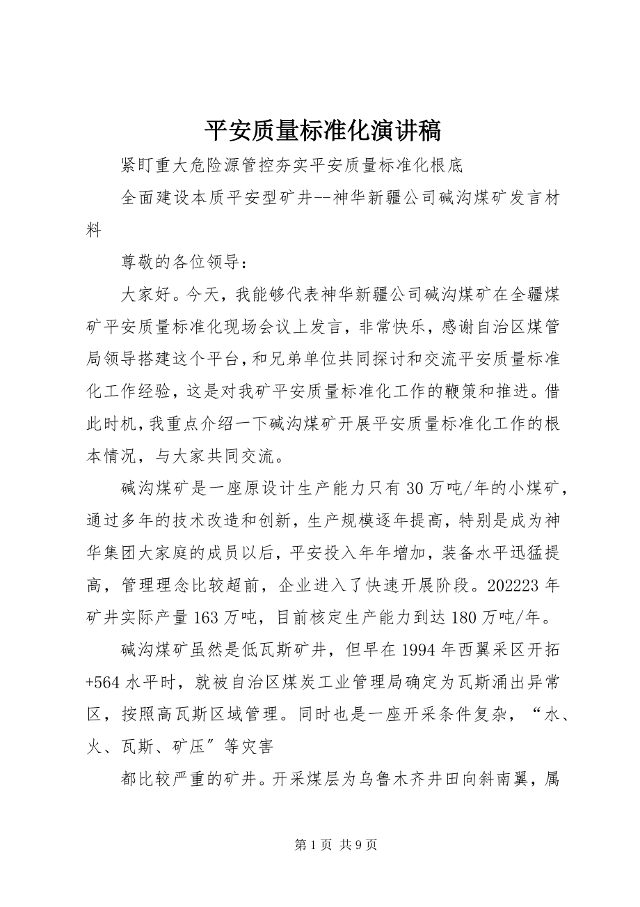 2023年安全质量标准化演讲稿新编.docx_第1页