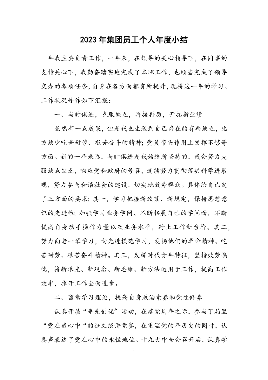 2023年集团员工个人年度小结.docx_第1页