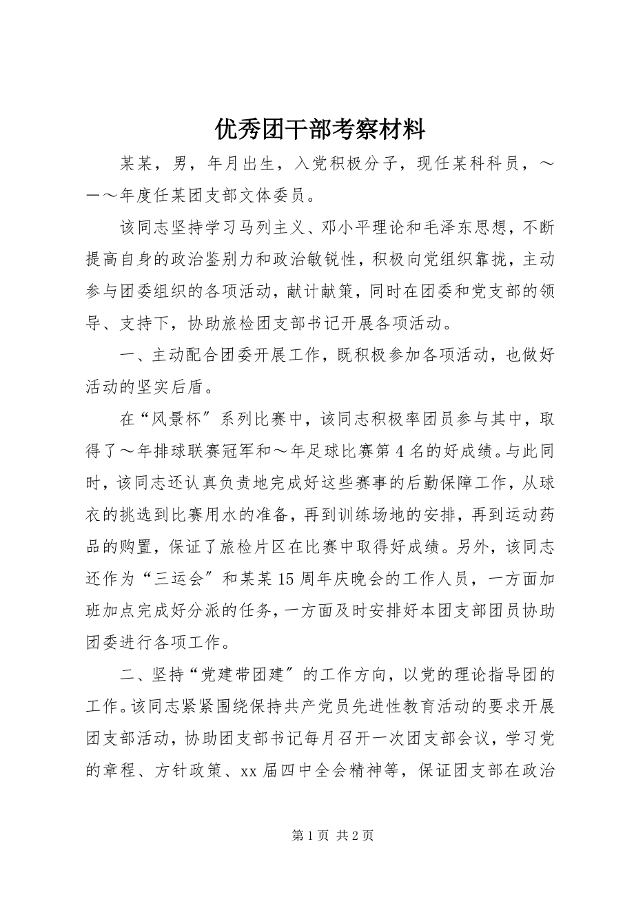 2023年优秀团干部考察材料.docx_第1页