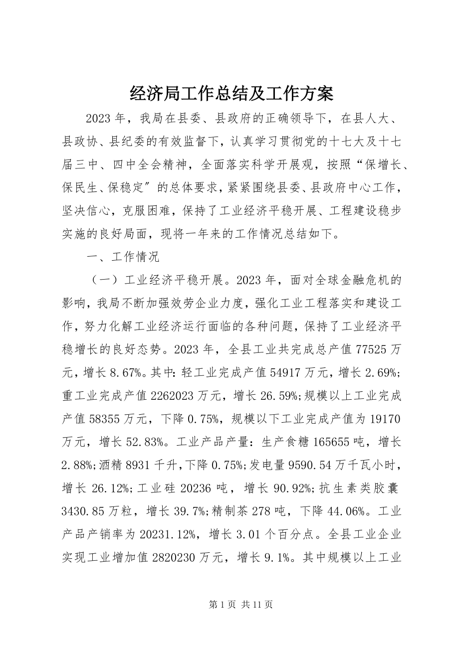 2023年经济局工作总结及工作计划.docx_第1页