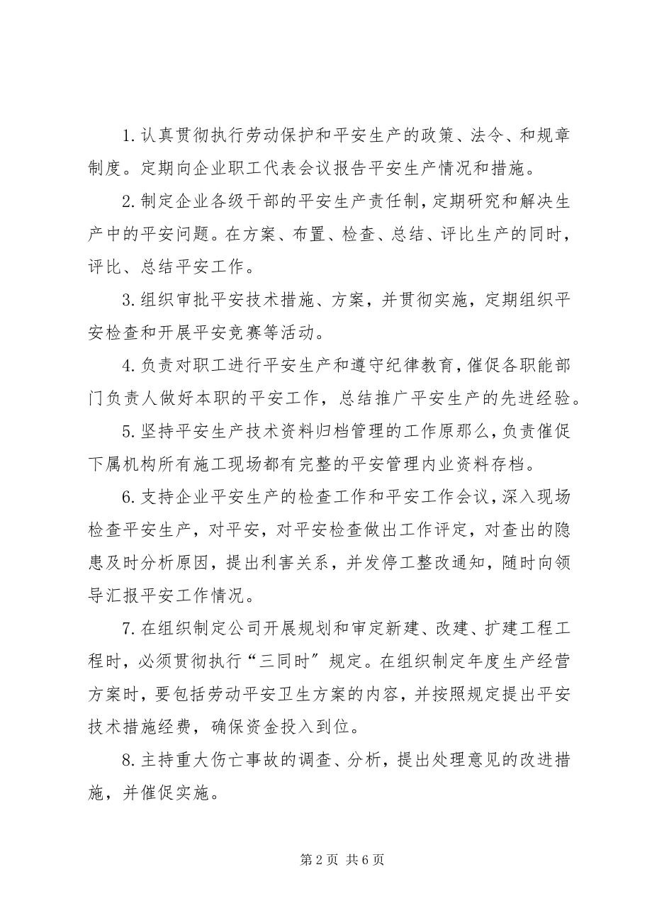 2023年企业分管安全工作负责人安全生产职责.docx_第2页