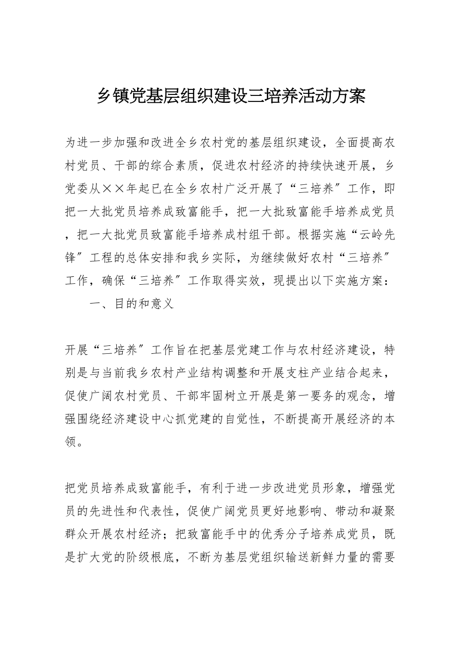 2023年乡镇党基层组织建设三培养活动方案 2.doc_第1页