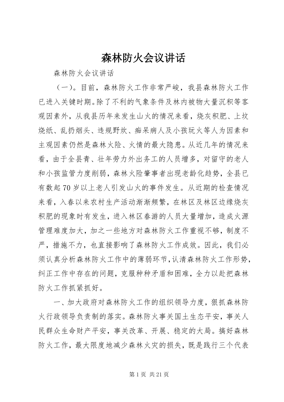 2023年森林防火会议致辞.docx_第1页