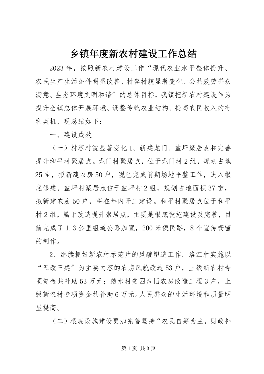 2023年乡镇年度新农村建设工作总结.docx_第1页