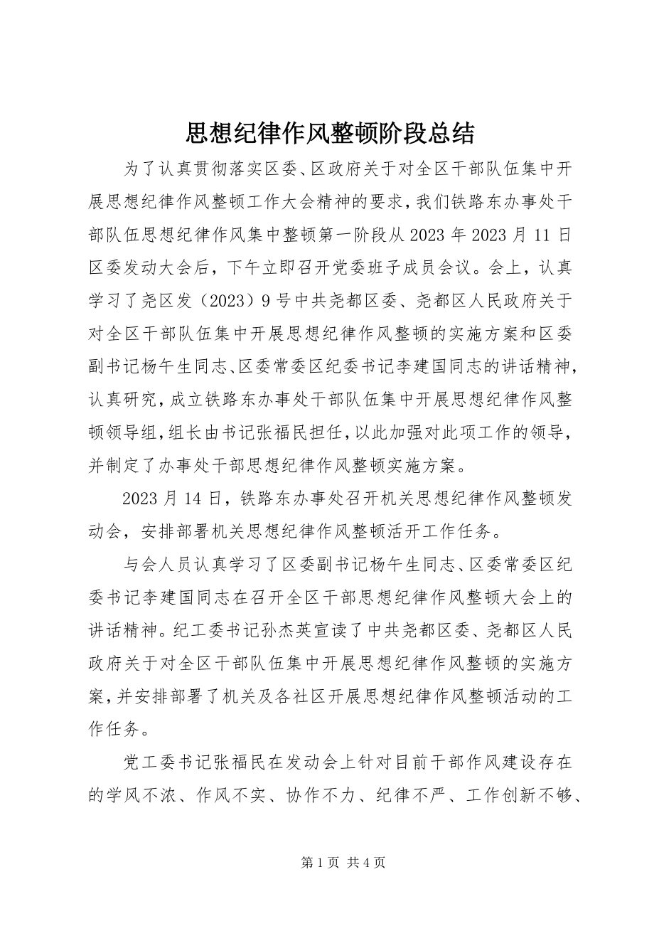 2023年思想纪律作风整顿阶段总结.docx_第1页