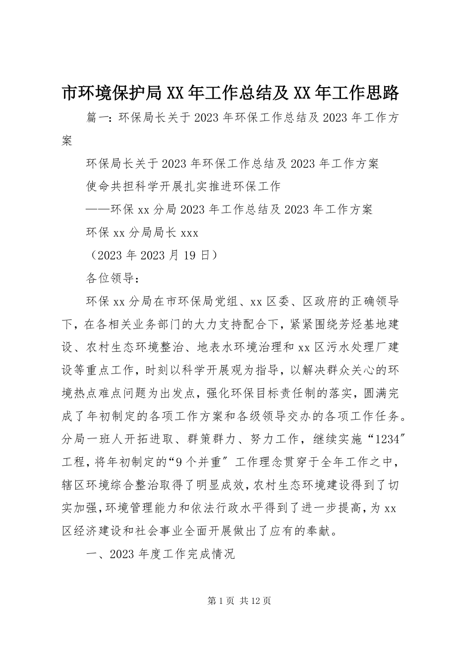 2023年市环境保护局工作总结及工作思路.docx_第1页