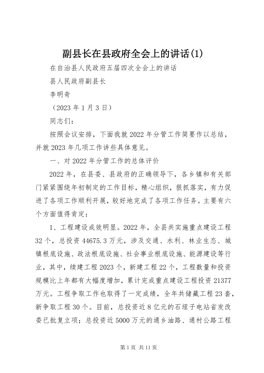 2023年副县长在县政府全会上的致辞1.docx_第1页