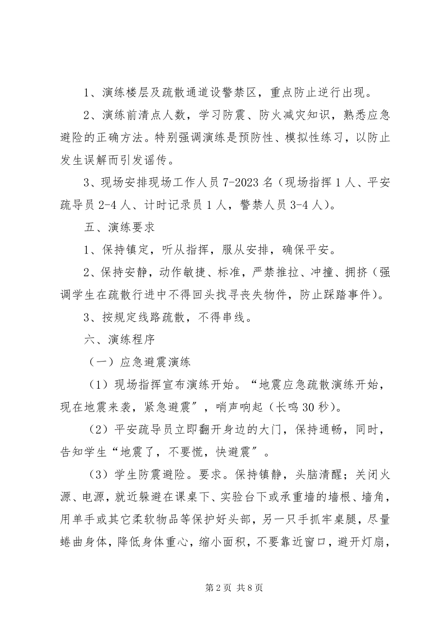 2023年防灾减灾应急疏散及灭火演练方案.docx_第2页