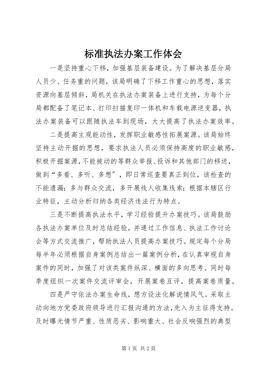 2023年规范执法办案工作体会.docx_第1页