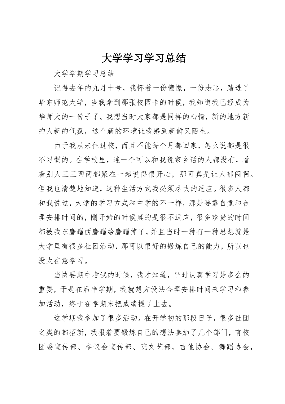 2023年大学学习学习总结.docx_第1页