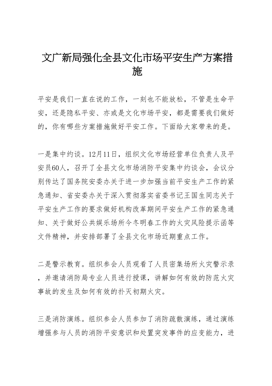 2023年文广新局强化全县文化市场安全生产方案措施.doc_第1页