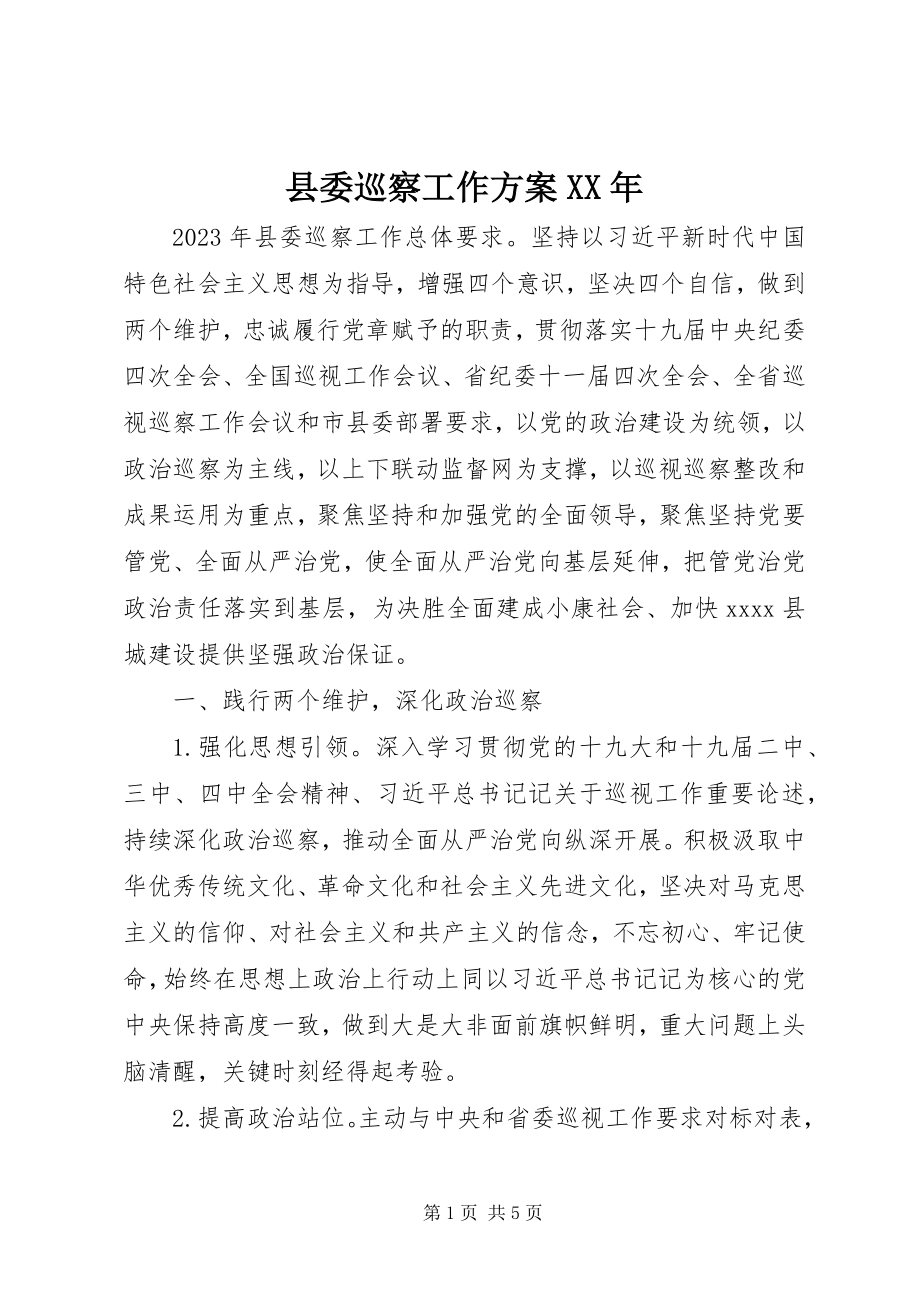 2023年县委巡察工作计划.docx_第1页