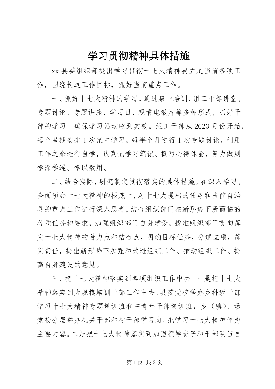 2023年学习贯彻精神具体措施.docx_第1页